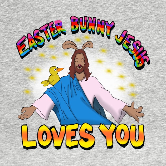 Easter bunny Jesus Loves You by wolfmanjaq